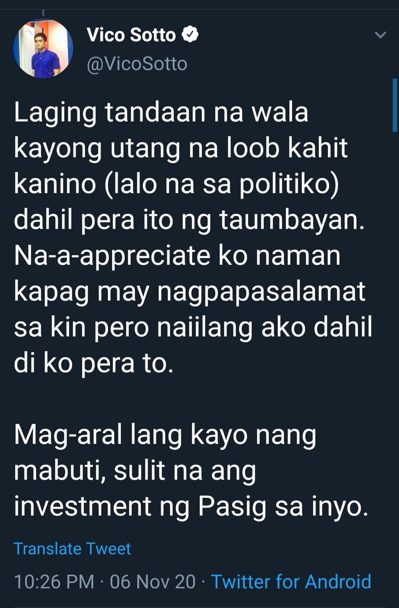 "Wala kayong utang na loob sa mga politiko. Lahat yan, pati sweldo nila, pera ninyo." – PRRD, April 2019