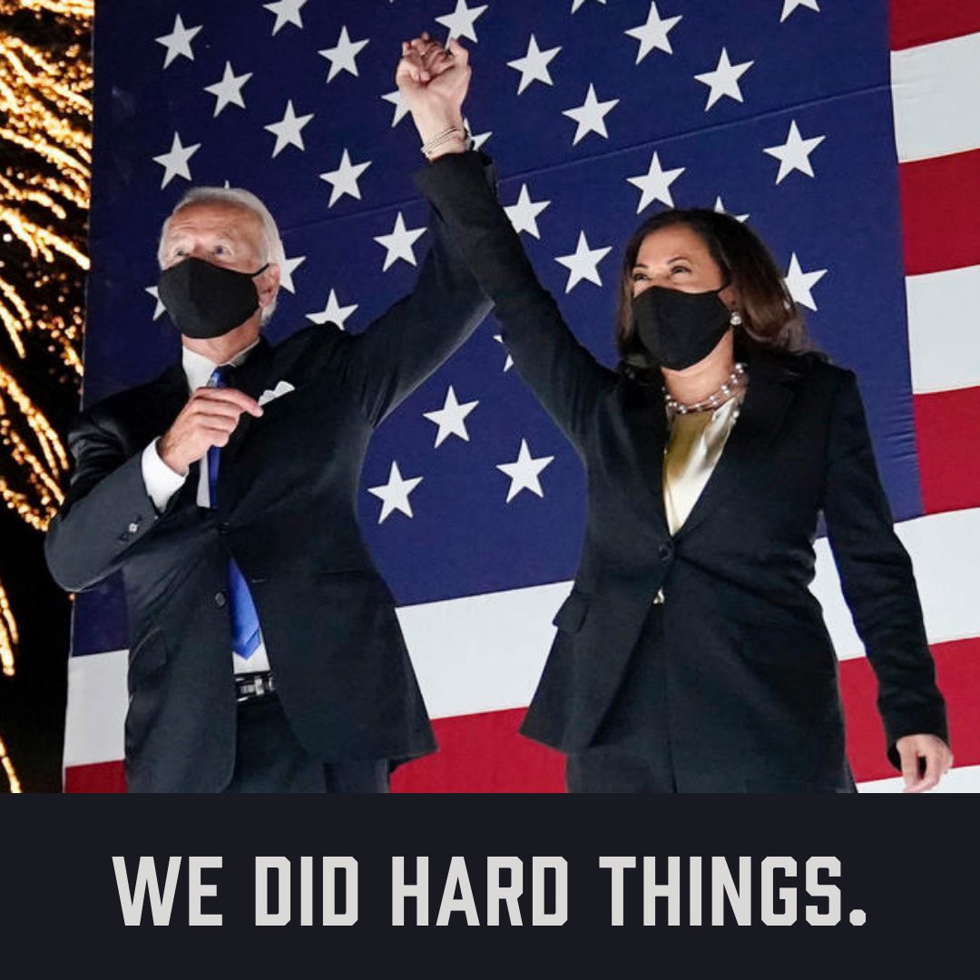 Welcome, Mr. President-Elect Joseph R. Biden, Jr., and
Madam Vice President-Elect, Kamala Devi Harris.

Thank you.

We believe in you.

LET US BEGIN.