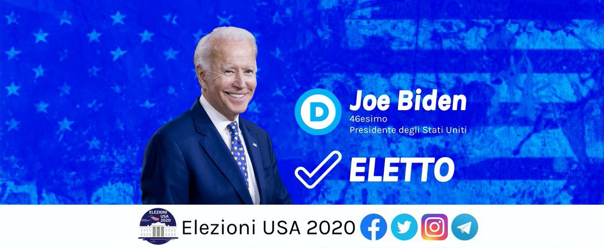FocusAmerica_it's tweet photo. 🔴 #BREAKING: Elezioni USA 2020 dichiara Joe Biden presidente eletto degli Stati Uniti grazie alla vittoria in Pennsylvania. https://t.co/ioJuGO1Ycq