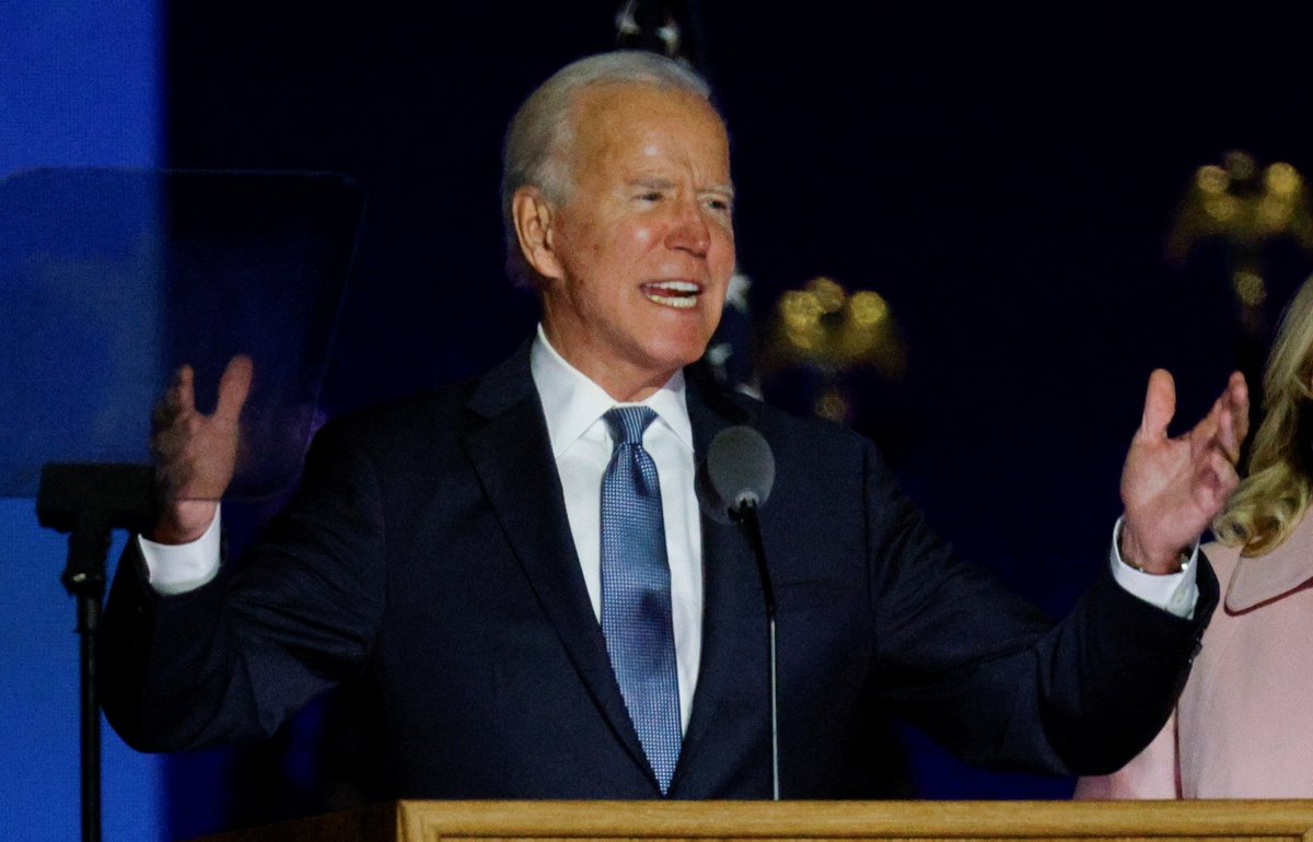 ajplus's tweet photo. BREAKING: Former Vice President Joe Biden is the projected winner of the presidential election, after winning Pennsylvania, reports @AP. 

Its 20 electoral votes take him past the 270 needed to win the presidency. https://t.co/Hv5D2wSWPZ