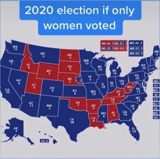 DavidCayJ's tweet image. In the world’s oldest democracy, only women voted (and only men held office ). If we had adopted the custom of @_haudenosaunee (aka Iroquois) whose confederation once stretched from Nantucket Island to Toledo this is what the 2020 presidential election results would look like: