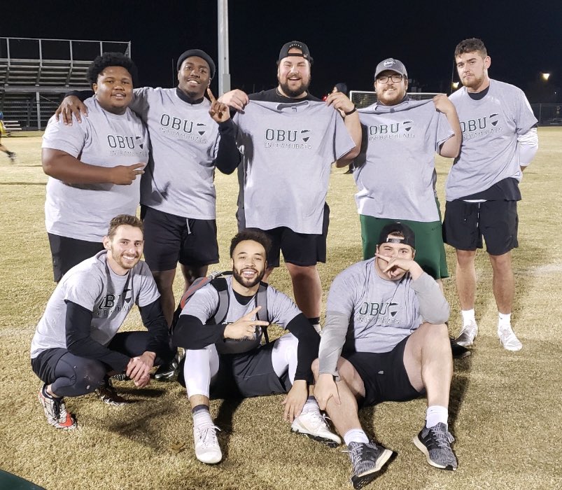 The 4x4 Men's Flag Football Champions of OBU 2020 goes to the team, "Tight Ends," Congratulations!