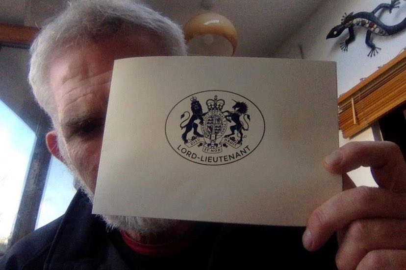 thecommonlotnc's tweet photo. Right up to date with our #commonlotdown2 today - a card from @lord_lieutenant recognising our community work modelled by our Simon. Nice to get post 😁 https://t.co/gsPfBbkRx3