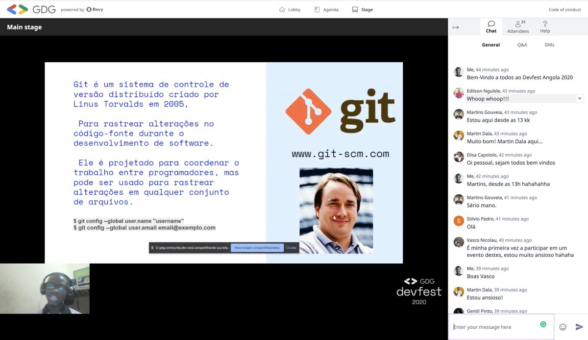 manuelernest0's tweet image. #Devfest Angola 2020, @MartinDala2 falando sobre @github 

#devfest #devfestAngola #devfest2020

cc: @gdg @GdgLubango @LuandaGdg