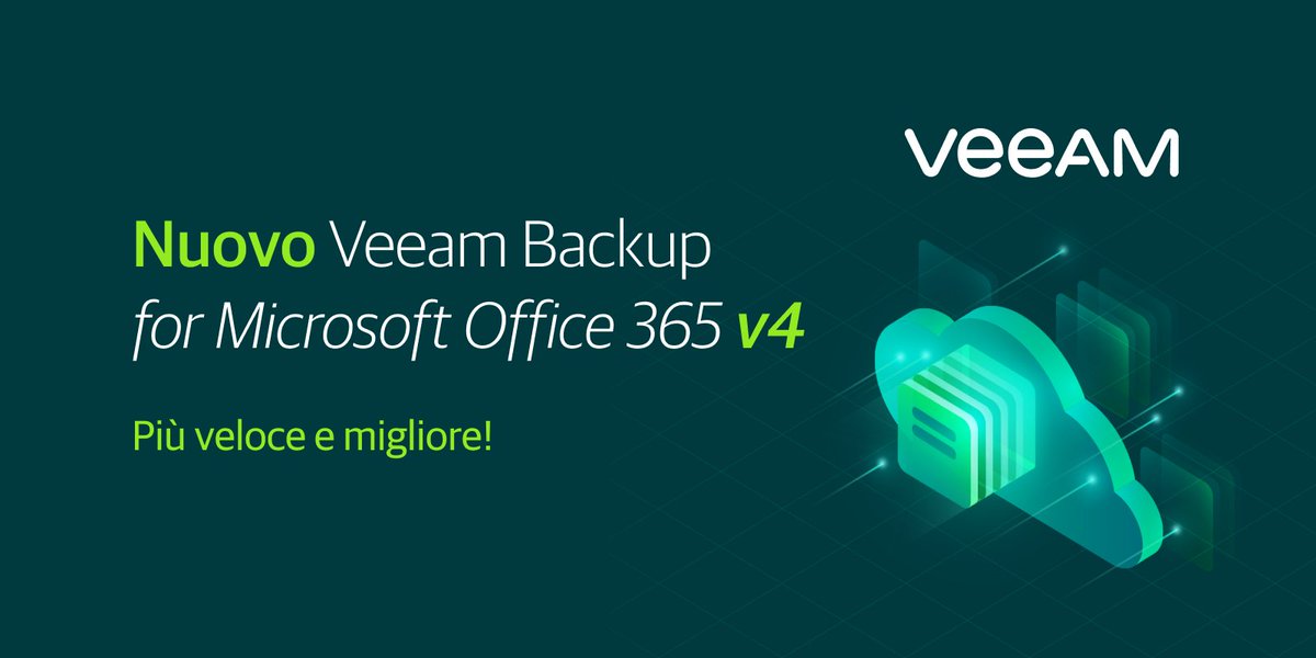 explanconsult's tweet photo. Se hai mai sognato costi di storage ridotti, scalabilità illimitata e backup più veloci per i #dati di #Office365, il tuo sogno è diventato realtà! Maggiori informazioni sulle meraviglie di @Veeam Backup for Microsoft Office 365 v4 >> https://t.co/DRhRLDv8Ue https://t.co/FWSxM8uopA