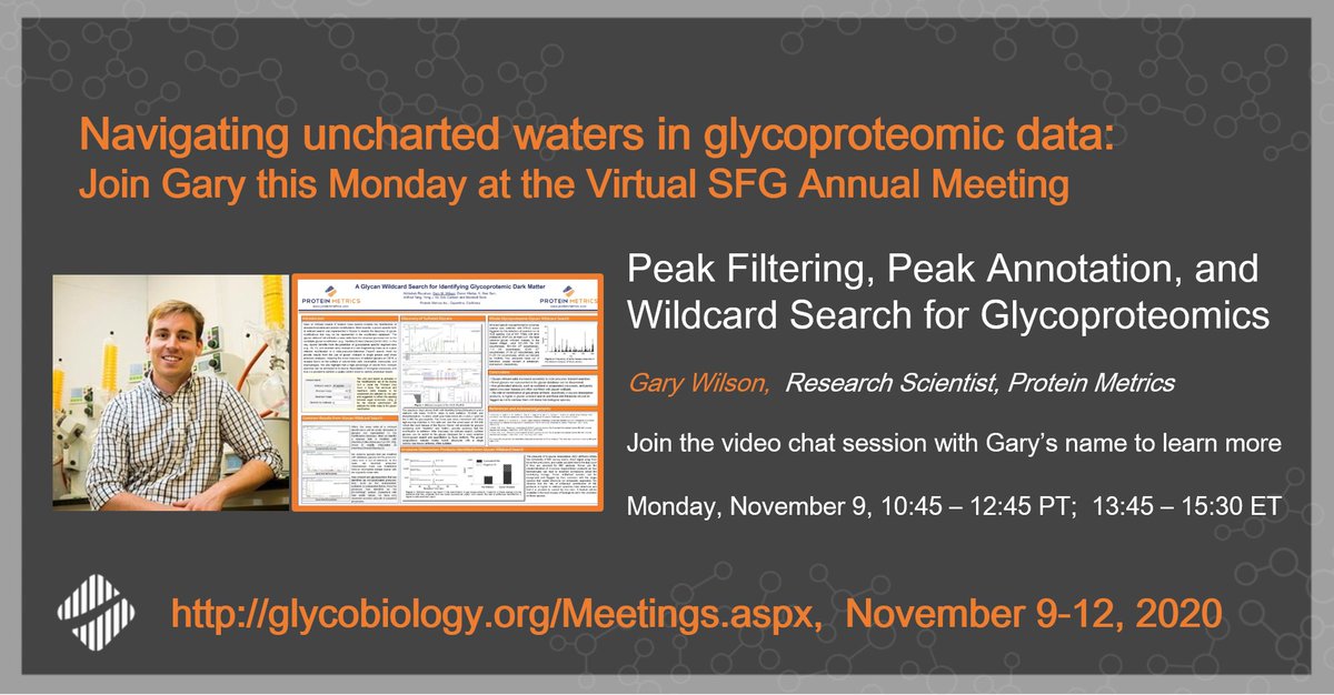 Protein Metrics (@proteinmetrics) on Twitter photo Don't forget the <a href="/SFGlycobiology/">SFGlycobiology</a> meeting this Monday. Listen to Gary's poster presentation on uncovering glycopeptides and join his video chat on Monday afternoon if you'd like to learn more!
#glycoproteins #glycoproteomics #LCMSMS #proteomics #massspectrometry #glycobiology Don't forget the <a href="/SFGlycobiology/">SFGlycobiology</a> meeting this Monday. Listen to Gary's poster presentation on uncovering glycopeptides and join his video chat on Monday afternoon if you'd like to learn more!
#glycoproteins #glycoproteomics #LCMSMS #proteomics #massspectrometry #glycobiology