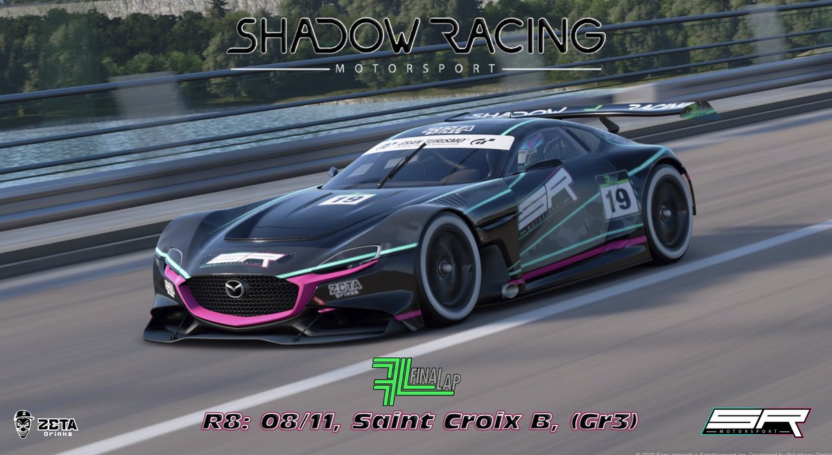 Buenas tardes SHADOWS, hoy volvemos con la <a href="/FinaLap_eSports/">FinaLap e-Sports</a>  2ª carrera 
de la ronda 8 en el trazado Saint Croix B pero esta vez con el (GR3) y con muchas ganas de darlo todo. 🦾🦾🦾🦾
No te pierdas esta pedazo de carrera en el cana de: twitch.tv/finalap_esports