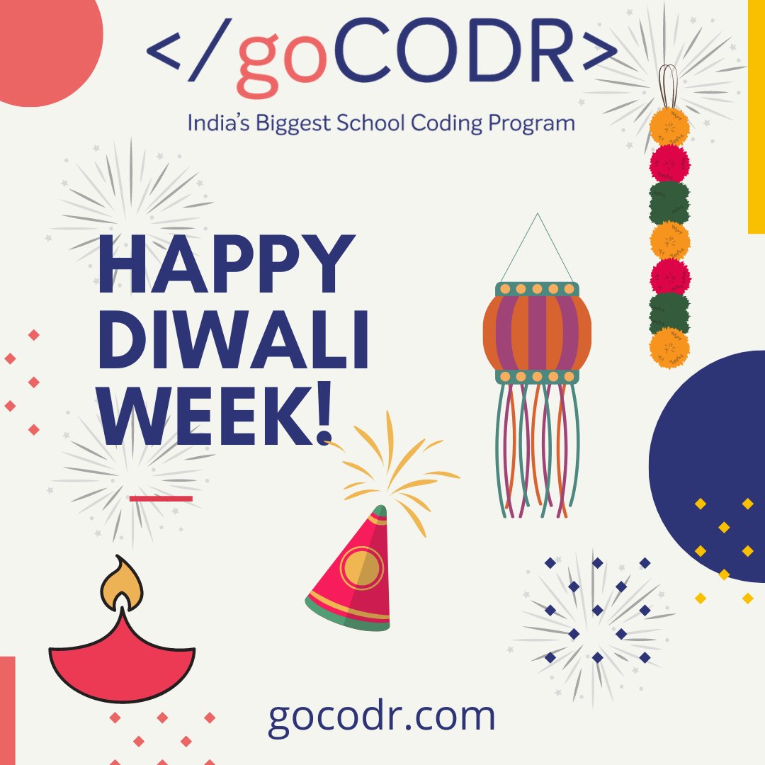 gocodr's tweet image. Happy Diwali Week folks!
Have a great time with family and friends.
Best wishes from gocodr.com
#codingforkids #codinginschool #HappyDiwali