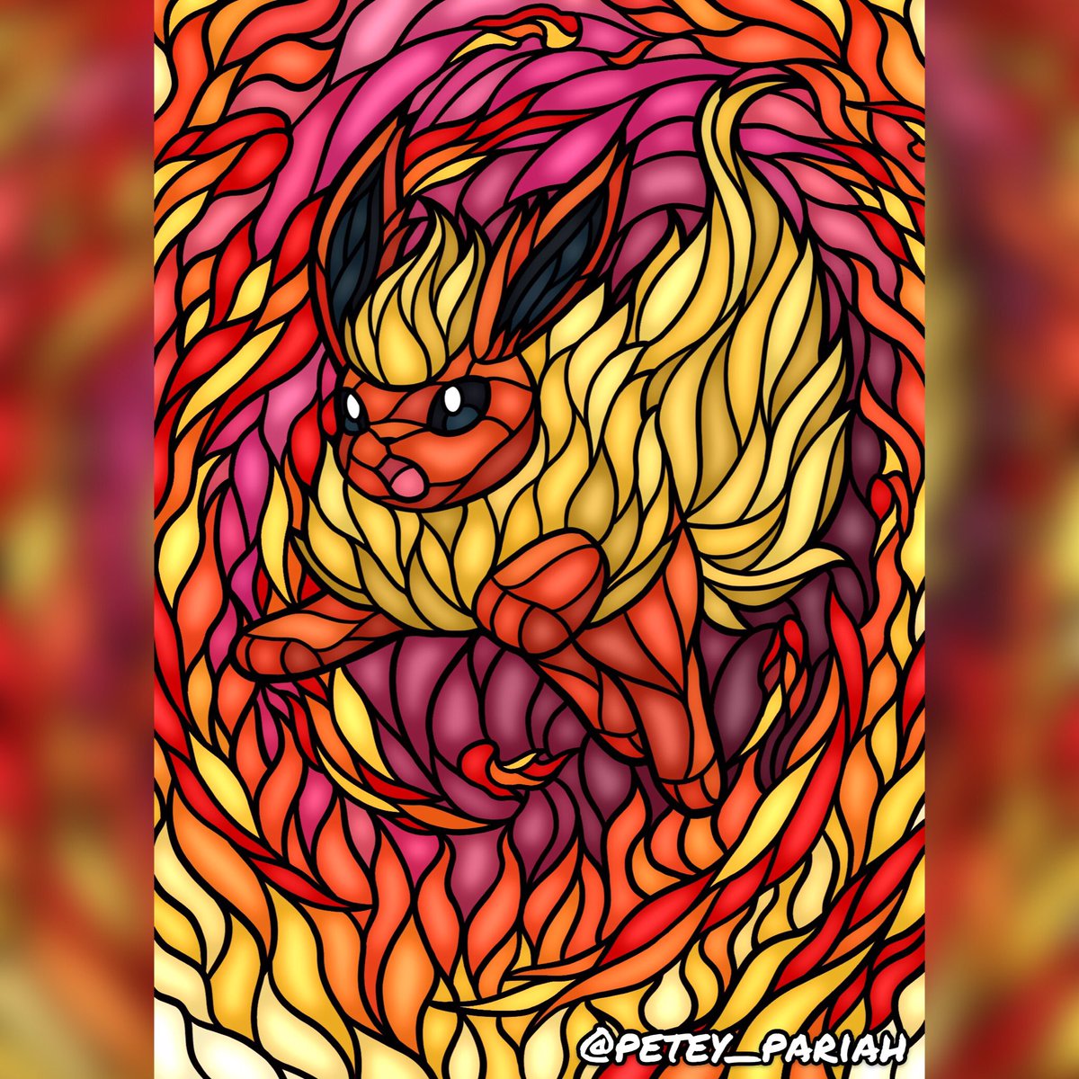 Stained glass Flareon 🔥
#flareon #eevee #eeveelution #stainedglass #Pokemon