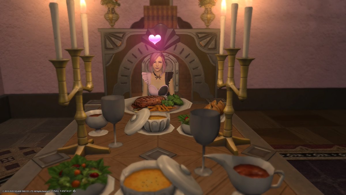 Emmett_To_McFly's tweet photo. #chivent #ffxiv #online #fun #mmorpg #screenshot #love #romance #food #femalechar #finalfantasy #candle #PS4share https://t.co/pqjPPOoQpW