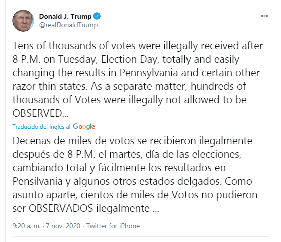 HopeMaui's tweet photo. Lo que acaba de decir el Pdte @realDonaldTrump , hace un momento . Twitter otra vez lo esta censurando . https://t.co/tyq3E3ZakU
