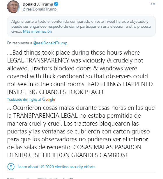 HopeMaui's tweet photo. Lo que acaba de decir el Pdte @realDonaldTrump , hace un momento . Twitter otra vez lo esta censurando . https://t.co/tyq3E3ZakU