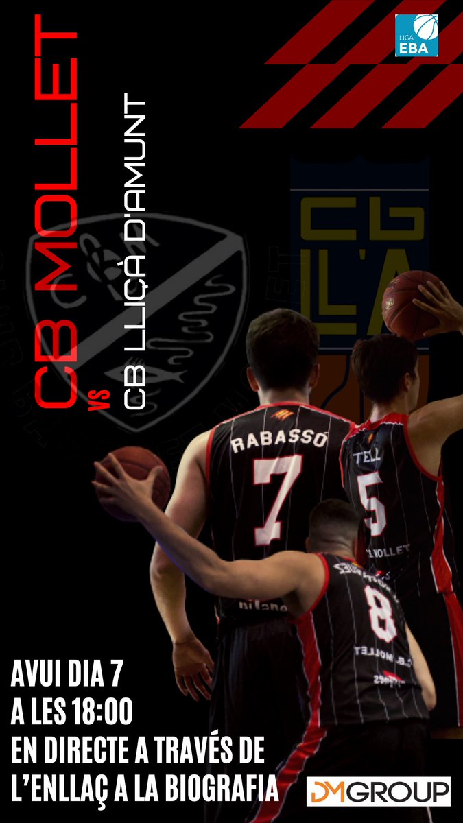 ⏰ Avui a les 18:00 en directe a través del següent enllaç:

share.myplay.com/public-live/Mo…

🏀 El nostre Sènior torna a la càrrega en el primer partit de lliga vs <a href="/cbllicadamunt/">C.B. Lliçà d'Amunt</a> 

🤔 T’ho perdràs? #somhimollet
