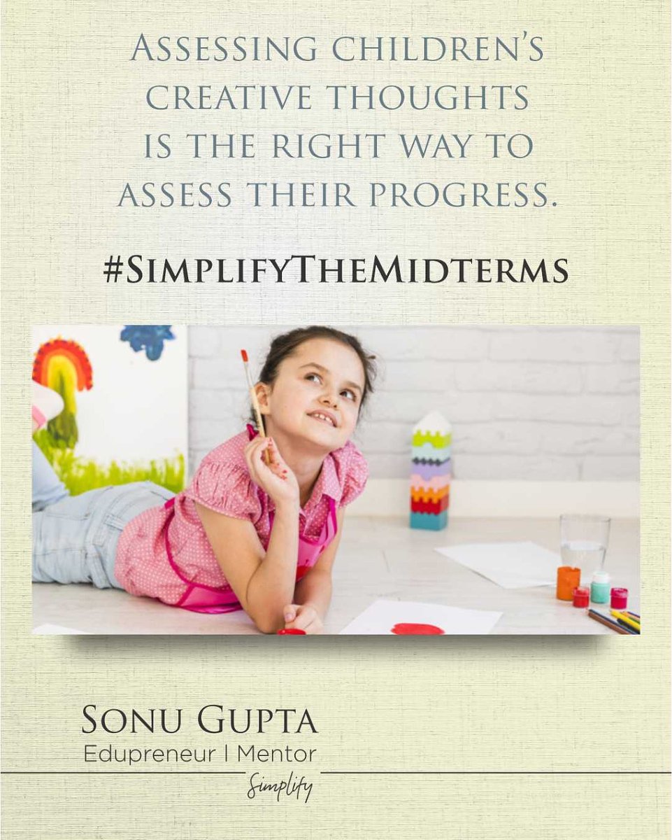 Sonuagupta's tweet photo. Learning is not only about memorizing facts. It is also about implementing what we learn. Hence the best way to assess children is to check how creative they are in using the learnings.
What do you think?
#Simplify #SimplifyTheMidTerms #Learning #learndontmemorize #Creativity https://t.co/Rdki7FAELF