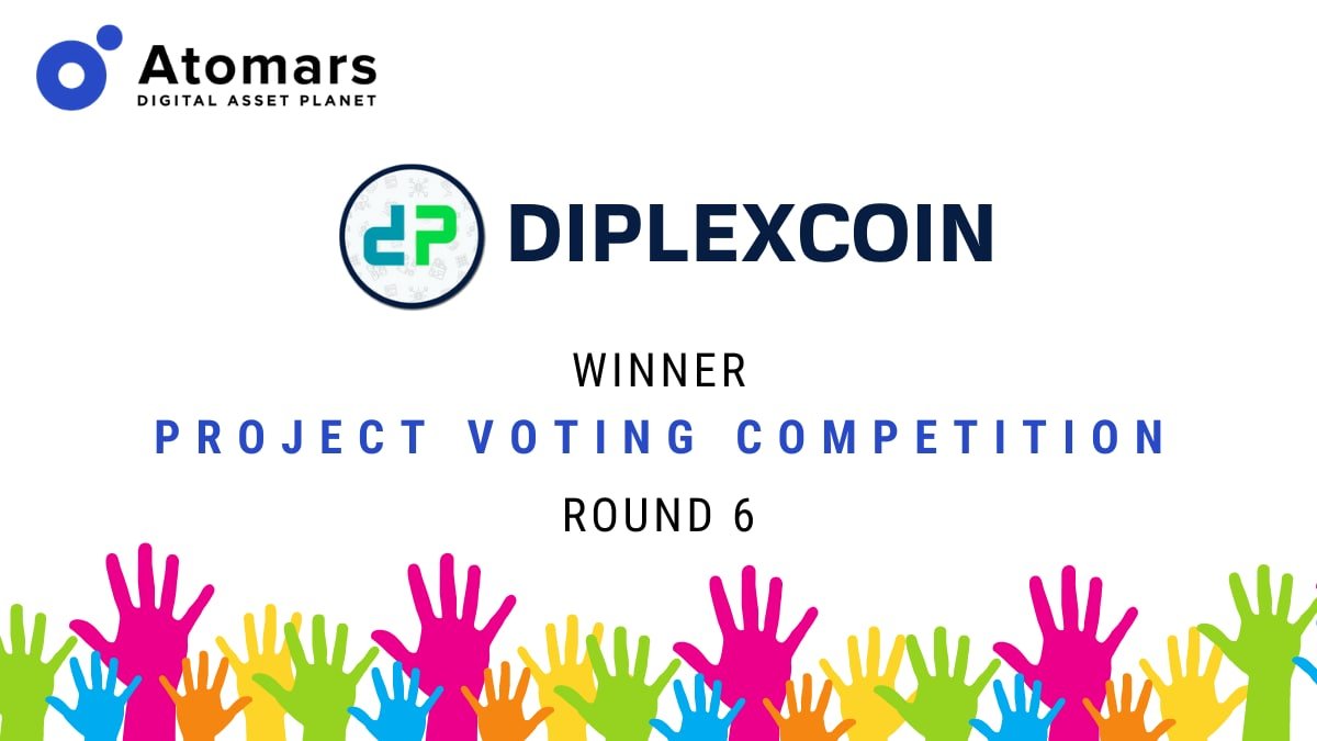 AtomarsExchange's tweet photo. DIPLEXCOIN is the winner of the voting competition Round 6
Congratulations to the @diplexcoin team and community! 🎉🎊
Atomars exchange team would like to thank everyone for the support!
#Atomars #VotingCompetition #Round6 #Diplexcoin #Winner #Cryptocurrency #Blockchain https://t.co/utXvGwIVaq