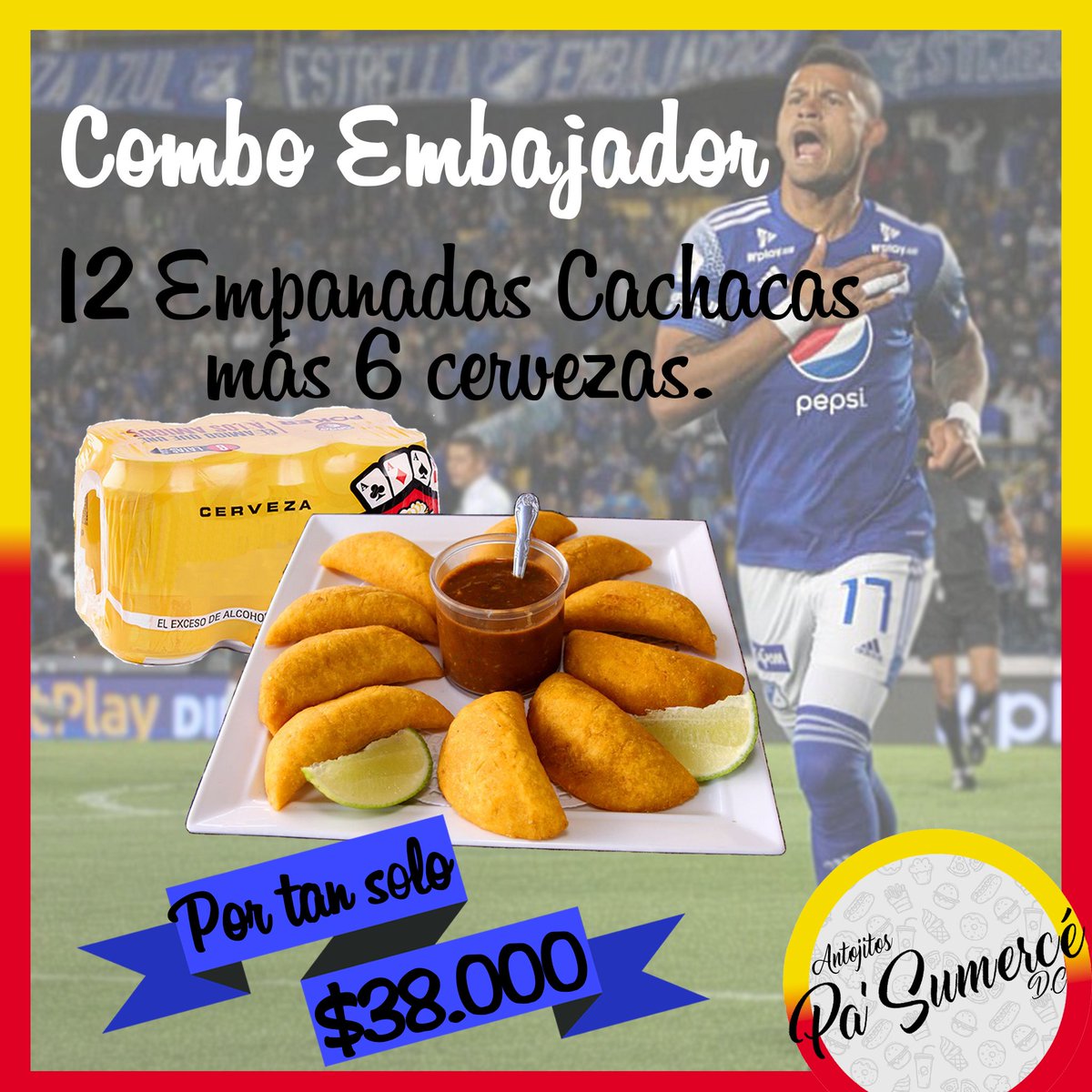 pasumerce_dc's tweet photo. Señores, hoy juega #Millonarios. 💙

Píde tu #ComboEmbajador y disfruta de la victoria azul frente al América. 

Escríbenos al Whatsapp 3046112900 y disfruta de las más deliciosas empa adas caseras. 🤤👌 https://t.co/kt6Isq0zNz