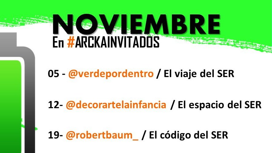 arckalab's tweet photo. Los #arckainvitados de noviembre y sus temas están muy interesantes.

Noviembre #mesdelser https://t.co/JGokD0dURj