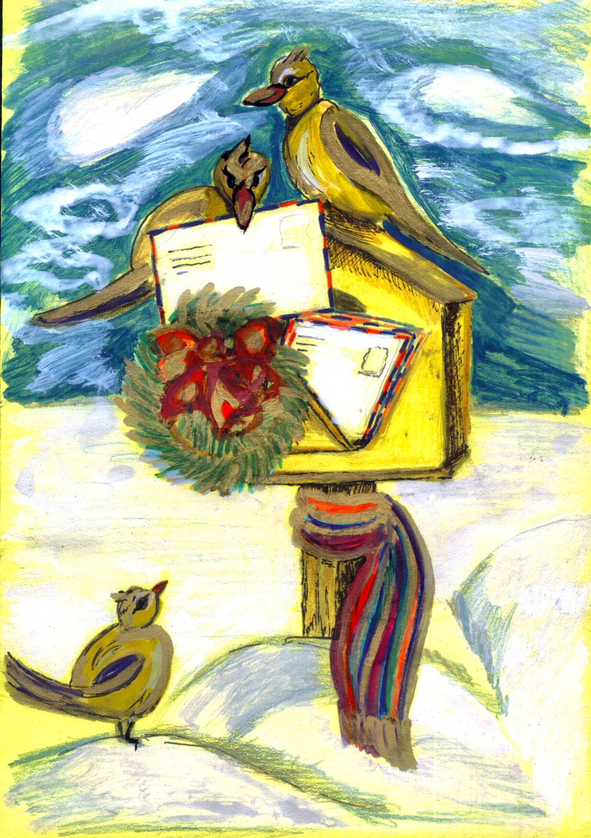 AlMihalkova's tweet photo. #Christmaspostcard #xmasmail #xmaspost #xmasmood #Christmasbirds #painted #postcard https://t.co/4ukwvSWm7B