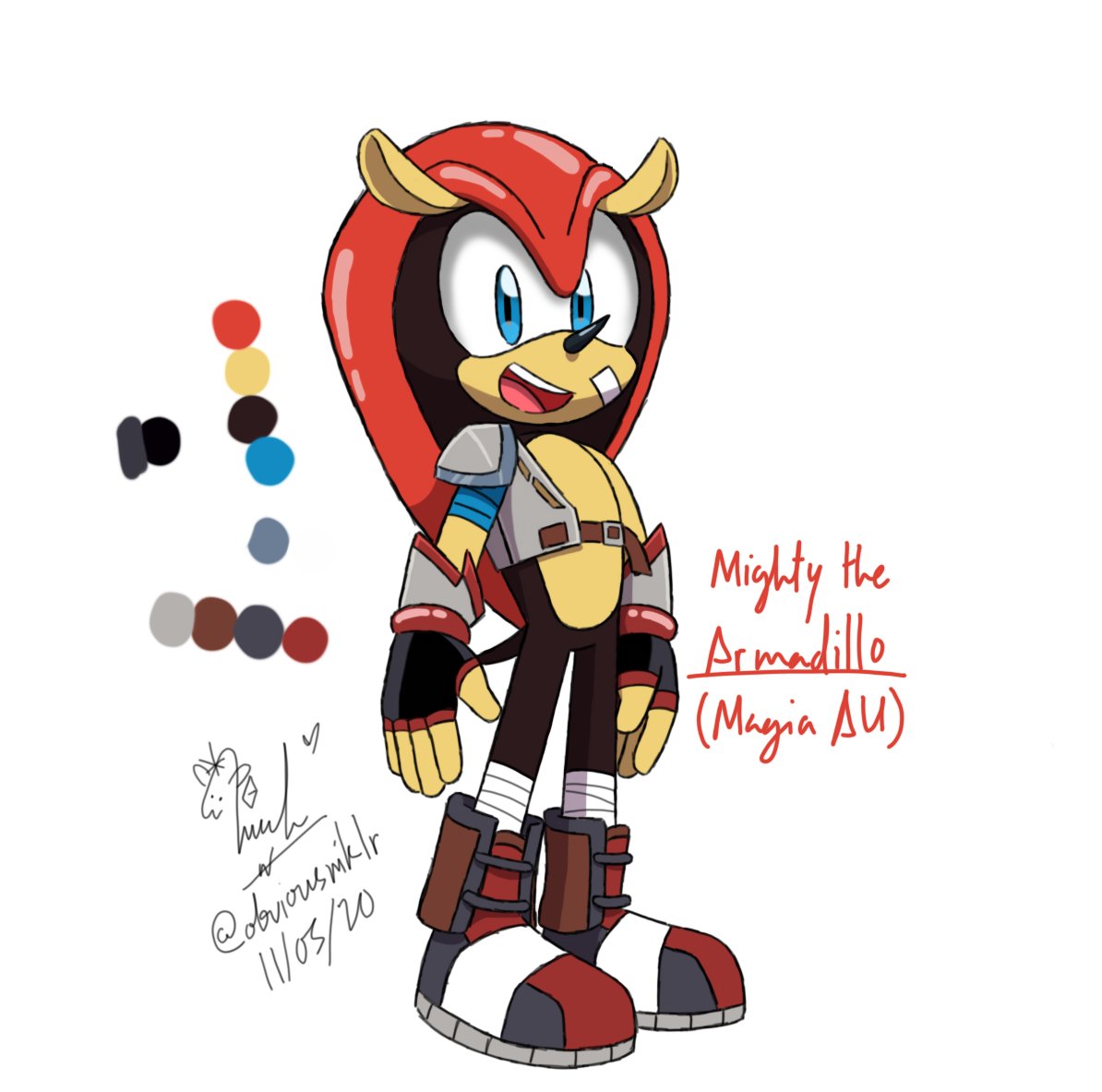 Niks on her college arc round II🐶🧡 on X: Mighty the Armadillo Magia AU  design I made and some sketches. #sonicoc #SonicFanCharacter #sonicfc  #originalcharacters #fanart #autodesksketchbook #drawing #sketch  #sketchbook #sonic #sonicau #mightythearmadillo