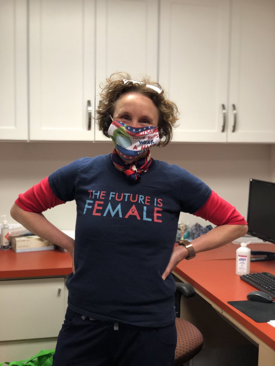 eileendeignanmd's tweet photo. My election day base layer. Just added PPE #sheleadshealthcare #heforshe @harvardmed #HerTimeIsNow https://t.co/IZ0pO6fQWg