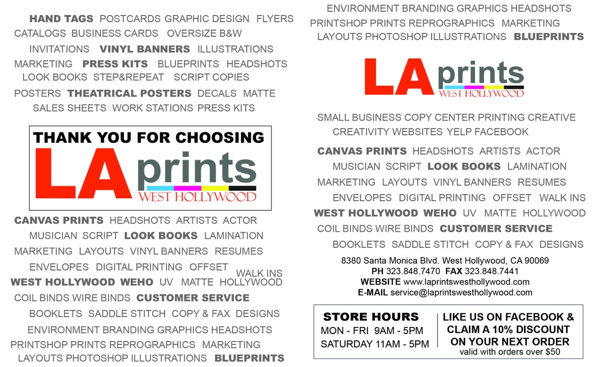 LAPrintsWeHo's tweet photo. Open Saturdays 9am-4pm virtually speaking, of course 😄

#printshop #weho #westhollywood #creative #design #print #designer https://t.co/US2sGwZVrB