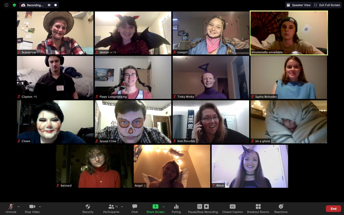 Happy (Late) Halloween from TMHA! 👻🎃

We recently had our Halloween-themed rehearsal at which our members wore their Halloween costumes. 

Check out the name tags beneath each member’s Zoom photo to see who or what everyone is!