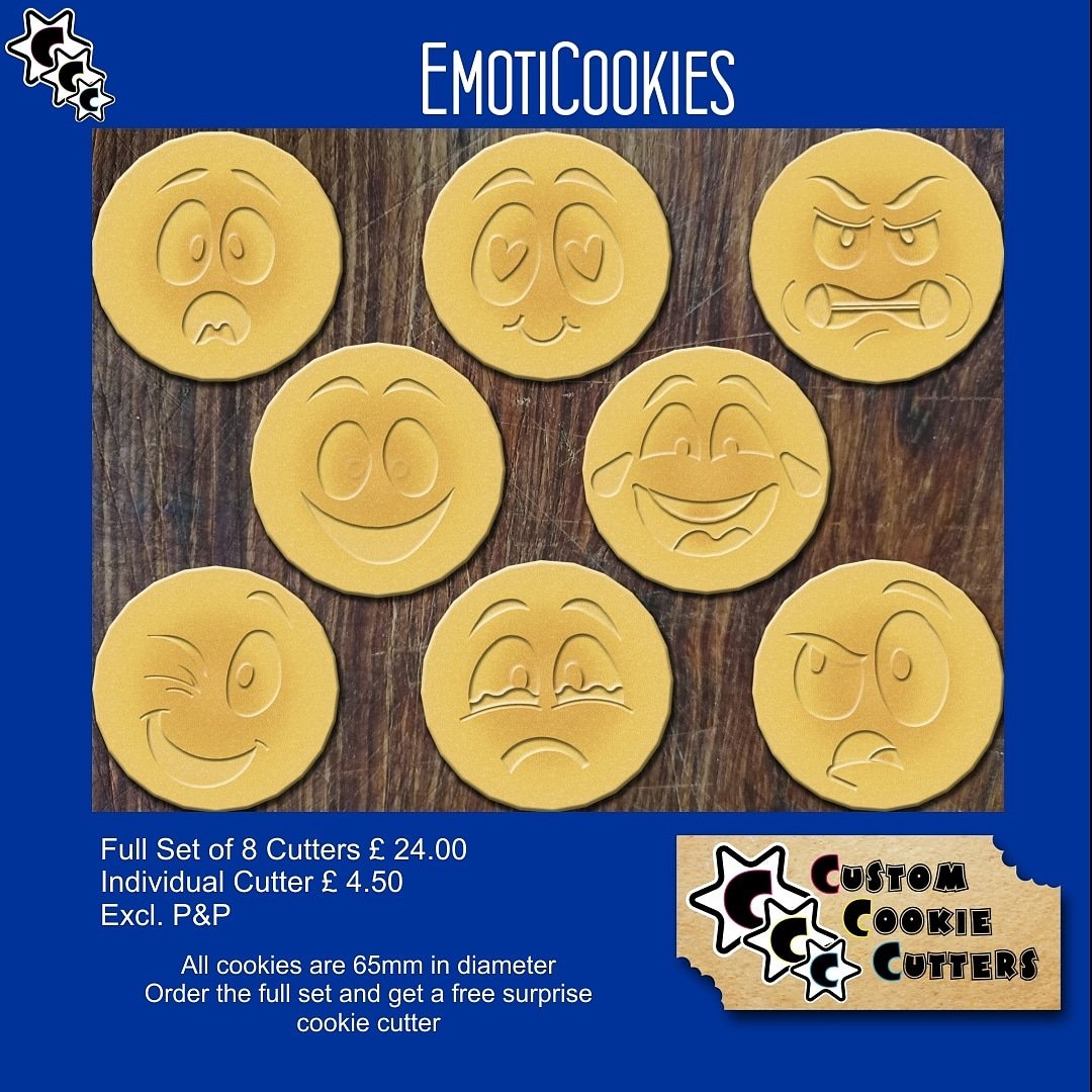 OwnCookies's tweet image. What better way to tell someone how you feel than with a cookie. Our new range of Emoti-Cookies is now available. customcookiecutters.uk for these and many more. Use LOCKDOWN2 at checkout for 20%off your order