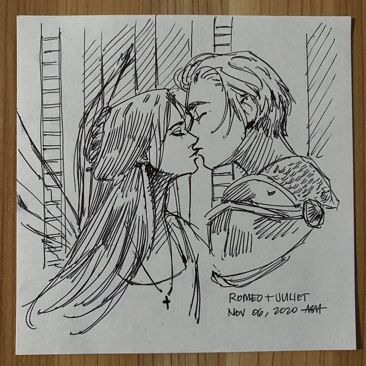 Romeo + Juliet is streaming in Netflix ph! This was my first decent kissing couple sketch ??โ๏ธ?