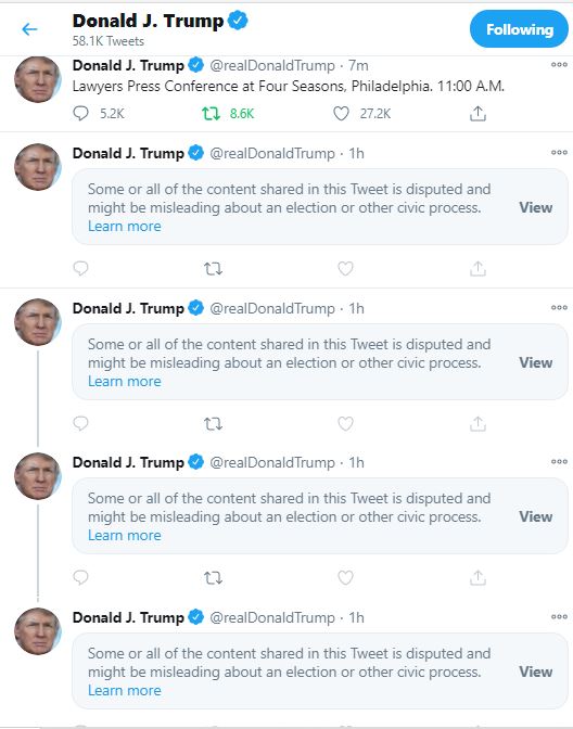 'Here at Twitter, we're  completely nonpartisan and dedicated to Free Speech.  That's why we're preventing you from easily reading  or sharing the words of The President Of The United States. '
#TwitterCensorship  #Twitter  #Election2020  #KAG2020LandslideVictory