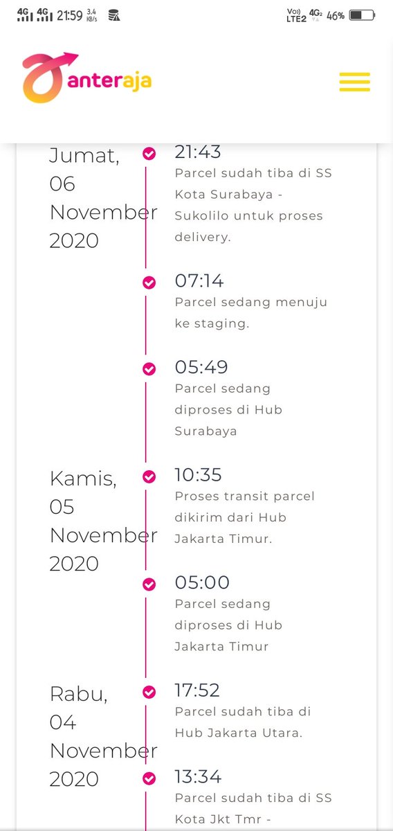 Anteraja Id V Twitter Xm67560189 Hai Kak Mohon Maaf Atas Kendalanya Ya Jika Kami Bantu Cek Paket Kakak Dalam Proses Pengiriman Ya Kak Dan Karena Kakak Menggunakan Layanan Reguler Untuk Estimasi Layanan Reguler