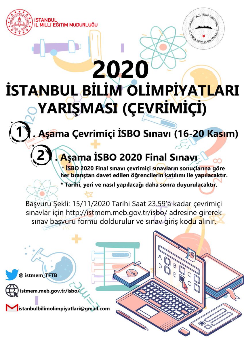 تويتر temel fikirlerden temel bilimlere على تويتر bilimi seven tum ogrencilerin dikkatine isbo 2020 cevrimici sinav basvurulari devam ediyor kayit icin son gun 15 kasim https t co dhf9p92mp4 adresinden kayit olabilirsiniz