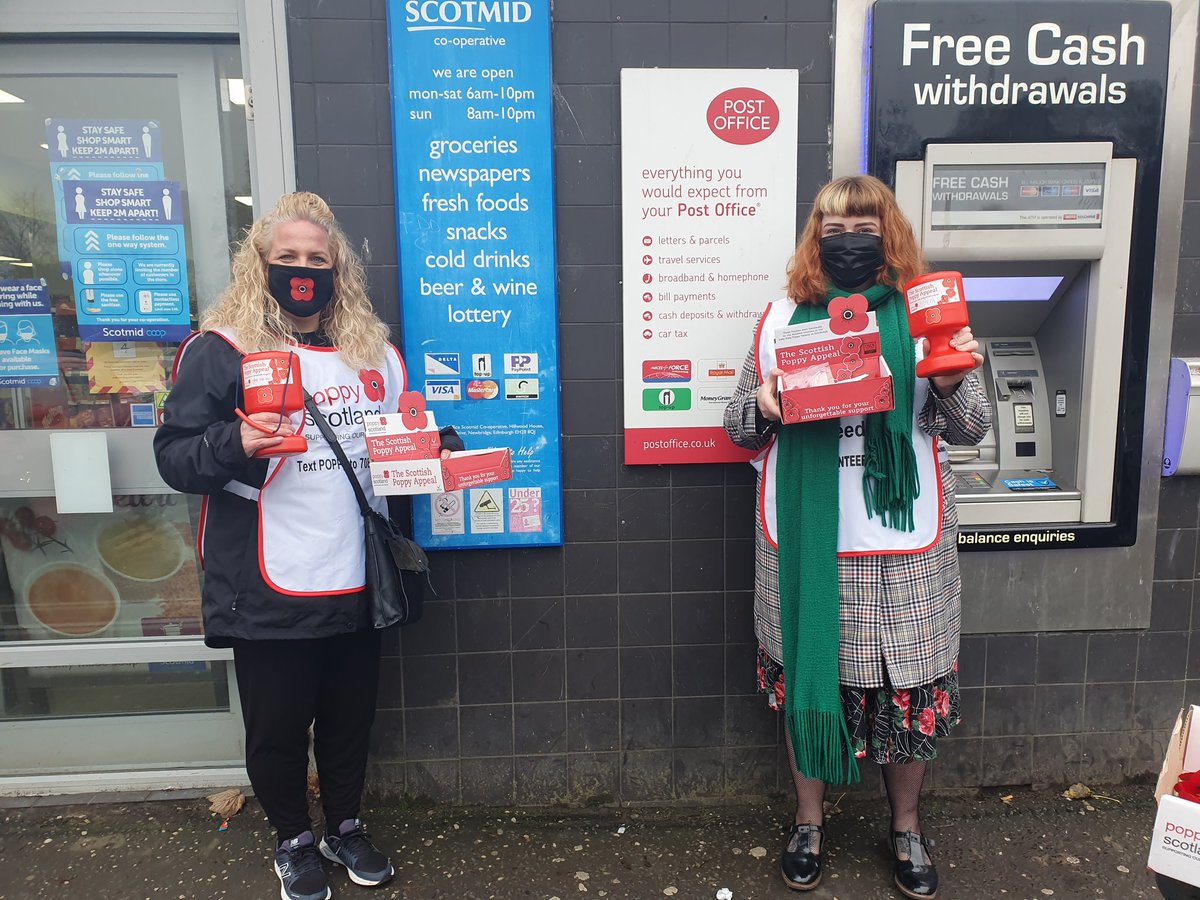 poppyscotland's tweet photo. We would like to say a huge #ThankYou to all our volunteers who are out collecting today. We appreciate your support during this challenging Poppy Appeal. #EveryPoppyCounts #PoppySaturday https://t.co/sOo20sN3u0