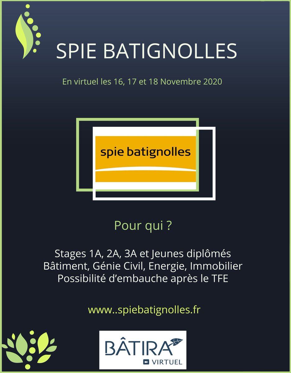 ForumBatira's tweet photo. Spie batignolles sera présent au Forum BATIRA 2020 !
Vous pouvez retrouver plus d'informations sur le site Internet https://t.co/D6VHHd151w.
Rendez-vous les 16, 17 et 18 novembre sur Seekube !

Vous pouvez vous inscrire ici ➡️ https://t.co/uMqrEJFPBg.

L'équipe BATIRA 2020. https://t.co/dezZcCp63q