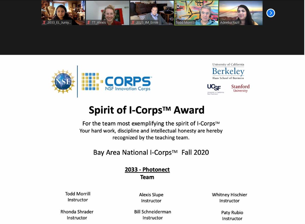 cardenas_lab's tweet photo. 11/06/2020
Congratulations to Juniyali for winning the Spirit of I-Corps Award for the NSF Bay Area National I-Corps Fall 2020. https://t.co/4JGmiYmc2b