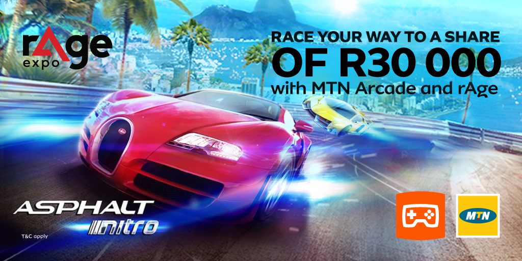MTNza's tweet photo. @ChiLLyoungKing Hi Ali! Last chance to play for R30 000 in prizes with the rAge Digital Tournament. Subscribe to MTN Arcade for R3/day to enter & get your 1st day FREE! Download Asphalt Nitro to get on the leader board! https://t.co/19lKDnTjPd
#RemakeGaming2020 #rAgeExpo2020 #18yearsofawesome https://t.co/sWWmKrCgpa
