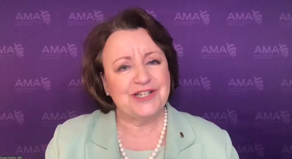DrSinhaEsq's tweet photo. And I see that @AmerMedicalAssn President @subailey is also bouncing between meetings this morning! She welcomes us to the #AMAInterim #AMAmtg section meetings! Dr. Fauci will be speaking shortly! #MembersMoveMedicine https://t.co/vczr9iU3mt