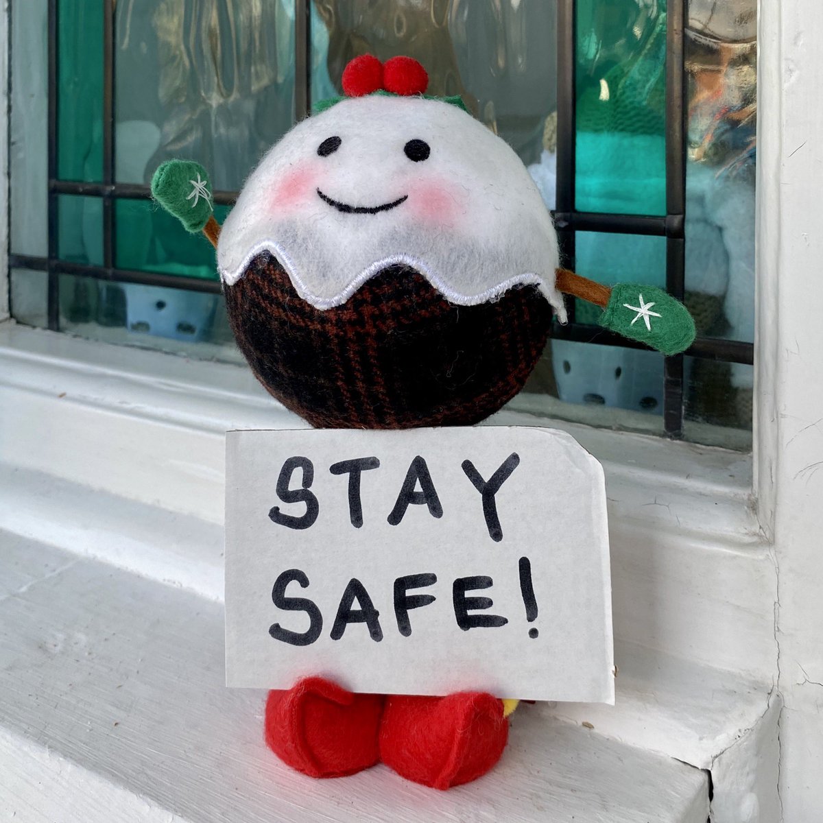 DigitalMaffin's tweet photo. Well our @marksandspencer xmas pudding is doing his bit for the lockdown already #marksandspencer #mands #pudding #UKlockdown #wirral #StaySafe #COVID19 https://t.co/jd3ztY9RoL