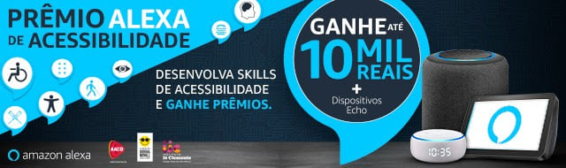 Tagarela20's tweet image. ESTAMOS NESSA!!! Mande suas idéias para nós, por mensagem direta.
Prêmio Alexa de Acessibilidade!
A Amazon Alexa, em parceria com o Instituto Jô Clemente (antiga Apae de São Paulo), a Fund Dorina Nowill para Cegos e a AACD, lança o Prêmio Alexa de Acessibilidade.

#alexadeveloper