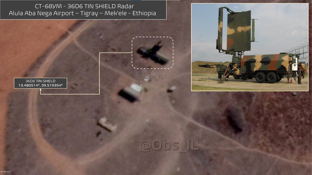TheIntelLab's tweet photo. 36D6 TIN SHIELD Air Surveillance Radar, near Alula Aba Nega Airport, #Mikele, #Tigray #Ethiopia 
#IMINT https://t.co/OkTqANLVGK