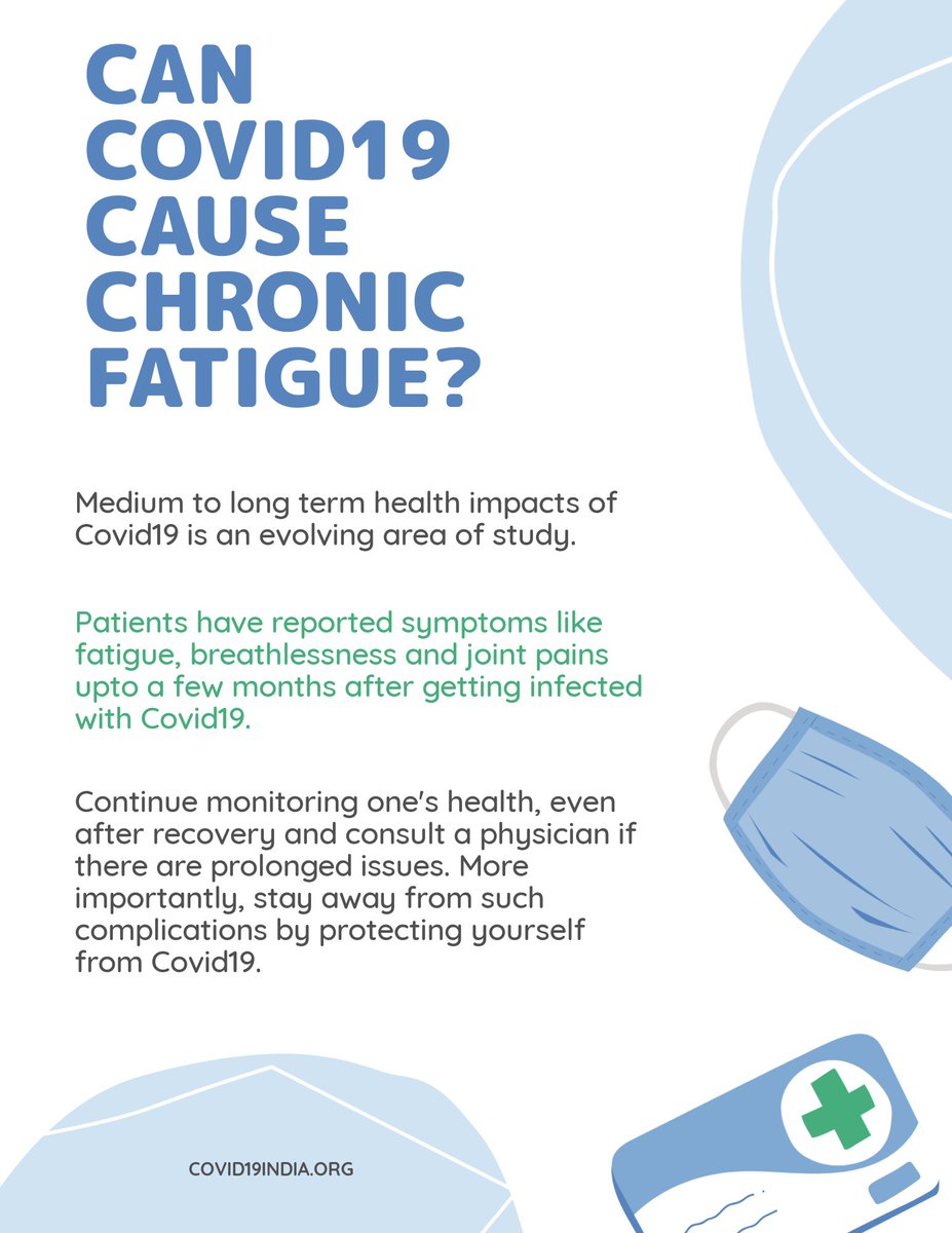 covid19indiaorg's tweet photo. Can Covid19 cause chronic fatigue? #longcovid #postrecoverycare #COVID19 https://t.co/Md5KijNSFU