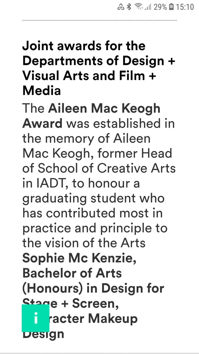 shibmck's tweet photo. Proud of Sophie McKenzie. Not only achieving a Degree put awarded the Aileen Mc Keogh award. Fantastic. #myiadt #iadtgraduation2020 
The future is bright. https://t.co/1bijgUciOB