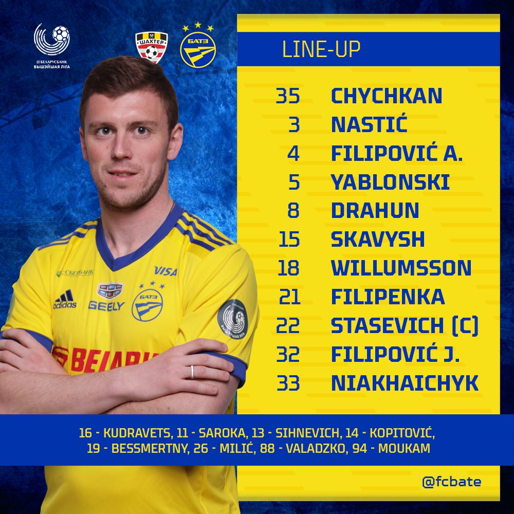 FCBATE's tweet photo. Line-up⚡️
#SHAKBATE https://t.co/zNcPsnumkc