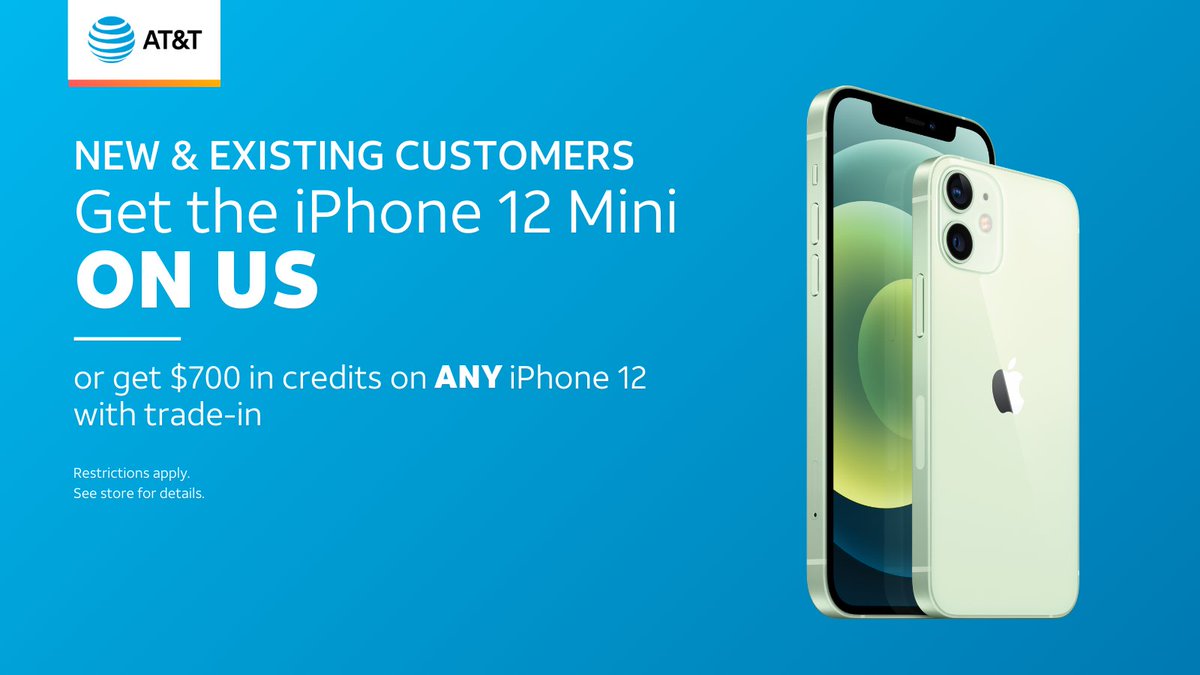 ATTSBattlefield's tweet image. New &amp;amp; existing customers get the iPhone 12 Mini ON US with trade-in! Visit our AT&amp;amp;T Store at 729 S Battlefield Blvd to Pre-Order, or schedule a private in-store appointment at bit.ly/ATTVIP. #ATTVIP #ATT #Apple #Offers #Sales #iPhone12Mini #AppleiPhone #iPhone