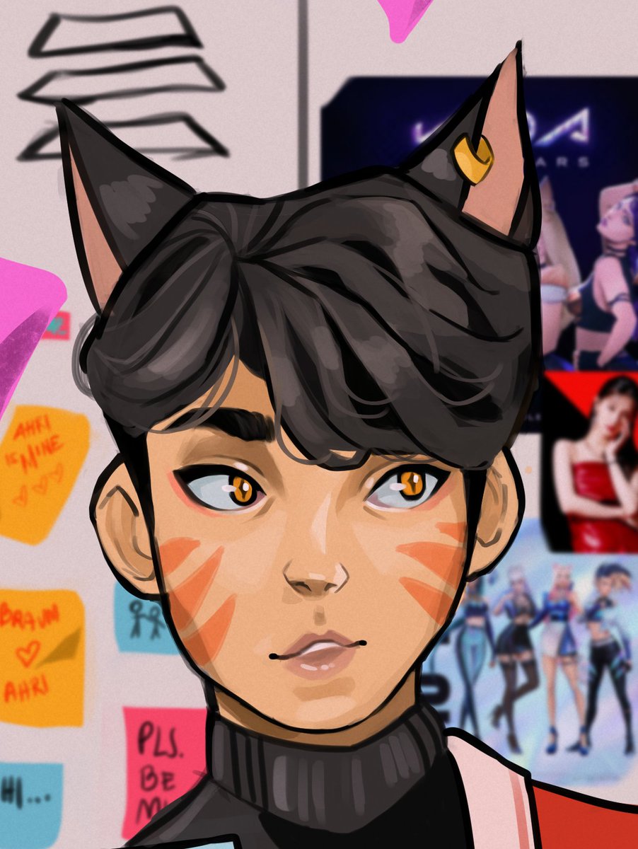 JoeJoArt's tweet photo. turned myself into ahri for my entry in #artphyearbook https://t.co/VWFWTO944F