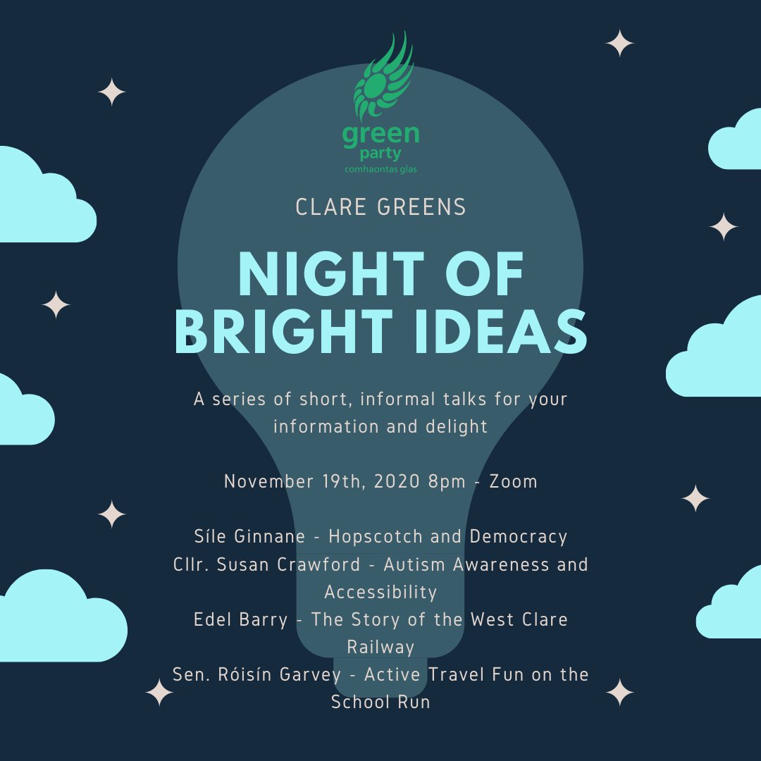 d0c0nnor's tweet photo. Clare Greens are holding a night of short, informal talks, loosely on the topics of built environment and active travel. It should be fun and informative and is open to everybody via Zoom. 

Hope you can make it!

https://t.co/VCqFDQ1VnN https://t.co/rDtUpreLwR