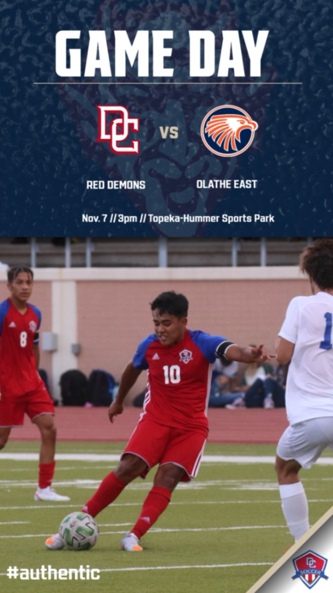 Championship Saturday!! <a href="/RedDemonSoccer/">Red Demon Soccer</a> takes on Olathe East this afternoon at Hummer Sports Park.  Match is scheduled to start at 3pm.  #authentic