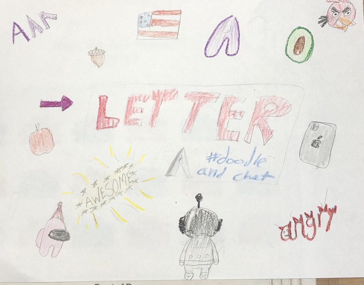 Friday afternoons are made for #DoodleAndChat, especially the snack-sized version. ⁦@carrie_baughcum⁩ and Annabeth, I wish you could have seen the faces in Room 304 when they heard your shoutout. You MADE THEIR WEEK! ❤️