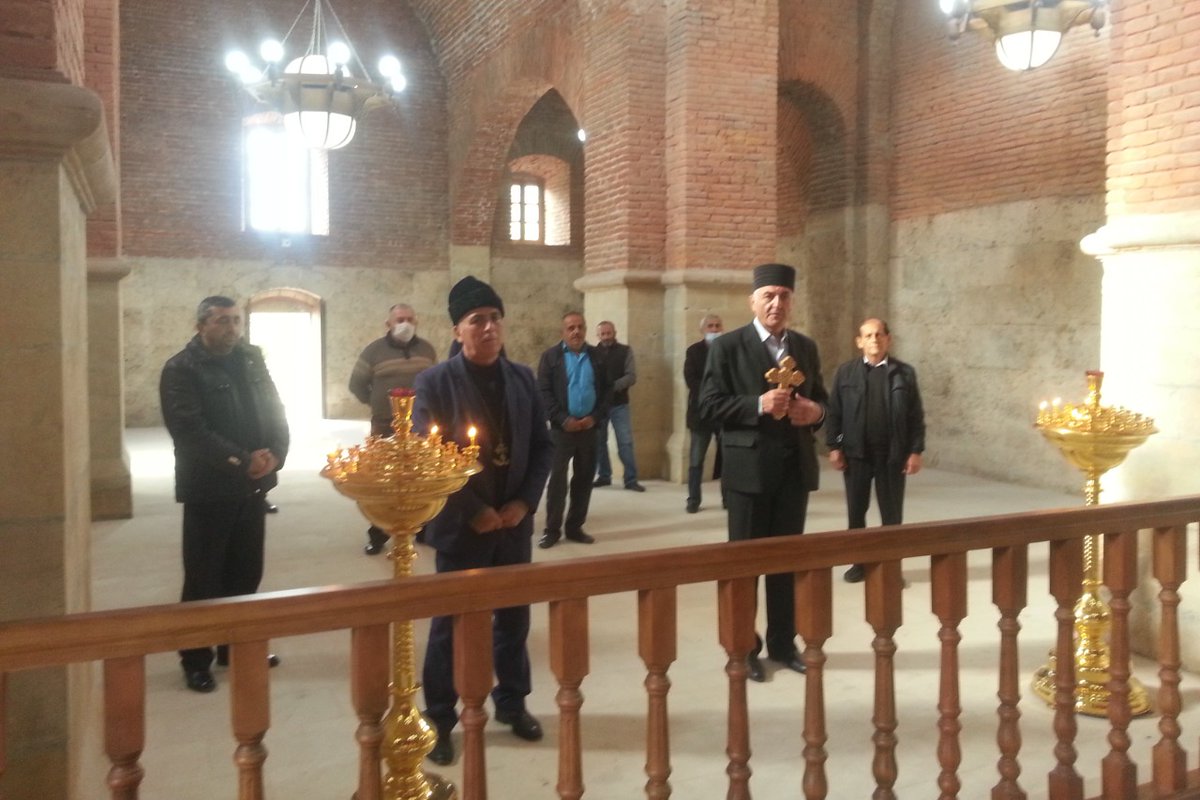 HikmetHajiyev's tweet photo. XII Century Holy Maria #Church in Gabala reg was completely renovated/rendered for use of proud Christian Community of Azerbaijan. It's renovation started a while ago by Heydar Alıyev Foundation. All Churches and Mosgues in deoccupied lands of #Azerbaijan will also be renovated. https://t.co/mhQ1dbzPLJ