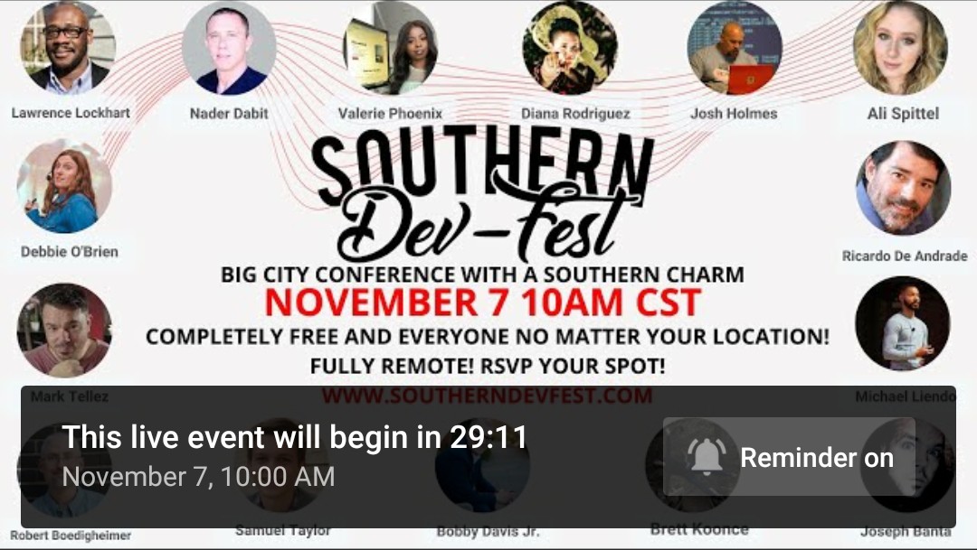 DoesitPew's tweet photo. #SouthernDevFest starts in less than 30 minutes! #gdg #devfest2020 #devfest #webdev #webdevelopment #AndroidDev
#flutterdev #gcp
Join here : https://t.co/e1suxg08V4 https://t.co/e2KXTfHiU9