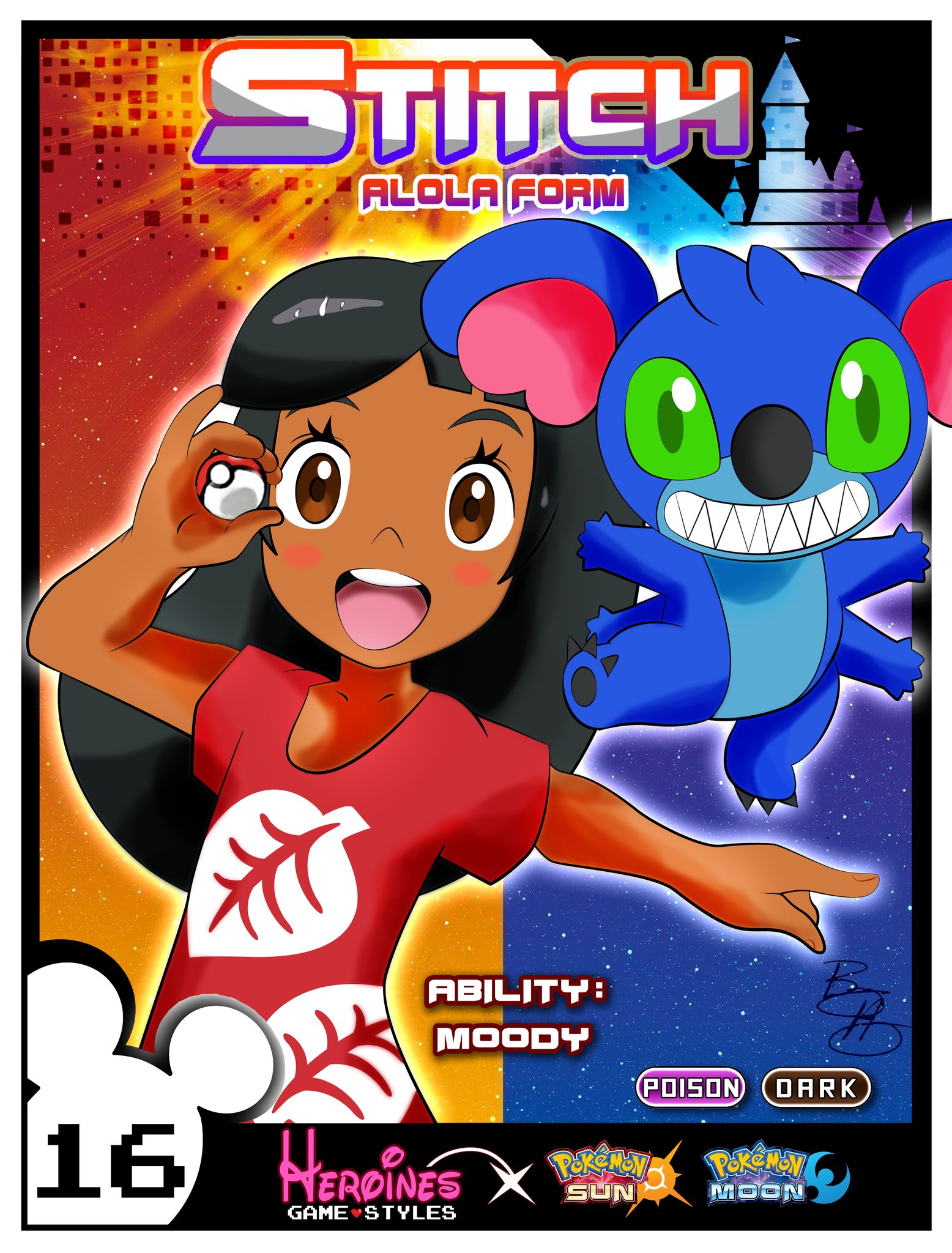 Xeternalfreezebryx Here S My Heroines Game Styles Series Where I Draw Disney Heroines In Different Gaming Art Styles Here S Lilo In The Style Of Pokemon Sun And Moon Cartoon Disney Pokemon